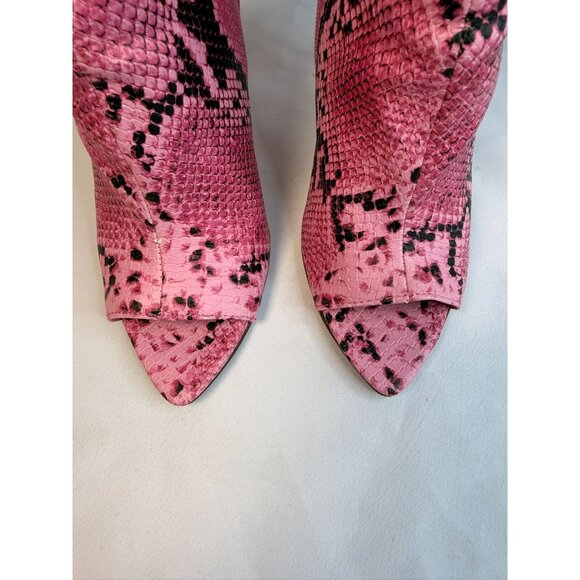 Steve Madden Conflict Women Size 7 Pink Snake Open Toe Ankle Stiletto Heels Boot - Picture 4 of 14